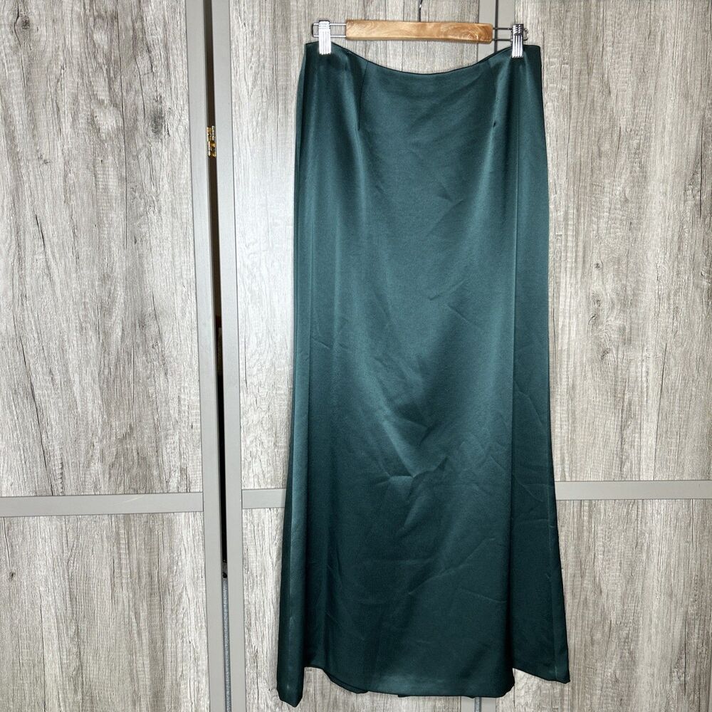 Carmen Marc Valve Maxi Skirt Size 10 Satin Whimsigoth Trumpet Column Teal